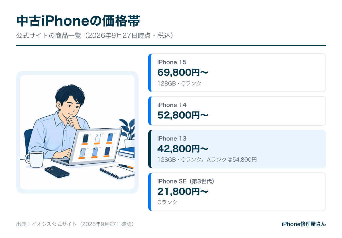 イオシスの中古iPhoneの価格帯
